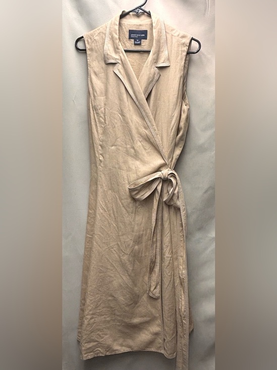 Jones New York Dresses & Skirts - JONES NY SLEEVELESS LINEN A LINE WRAP DRESS SIZE 16 COLOR TAN